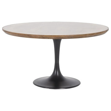 Industrial White Marble Round Tulip Iron Dining Table 55"