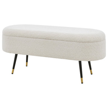 Phoebe Fabric Storage Bench, Shearling Beige