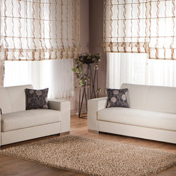 Kobe 2 PC Escudo Cream PU Sofa Set - Living Room Furniture Sets