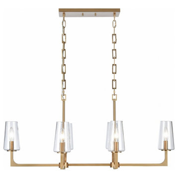 6 Light Linear Chandelier In Farmhouse Style-15.75 Inches Tall and 36 Inches