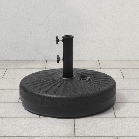 WestinTrends Fillable Round Plastic Market Umbrella Pole Holder Stand Base, Black