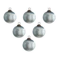 Classy & Glassy Ornaments - Sea Blue - Set of 6 - New - Christmas Ornaments