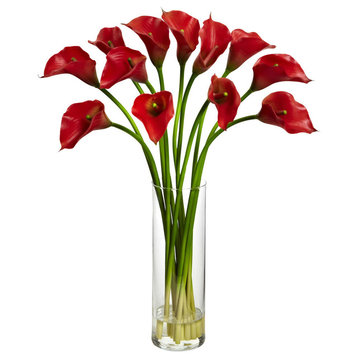 Mini Calla Lily Flower Arrangement, Red