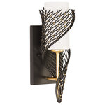 Varaluz - Flow One Light Wall Sconce, Matte Black/French Gold - Rhythmic and organic in her movement Flow presents a design that captivates. Hand-forged her intricate shapes intrigue the eye. Her two-tone finishes lend warmth and a touch of sheen. A plot to enthrall Flow is a true leading lady.