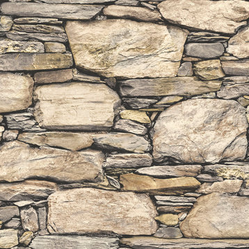 NuWallpaper by Brewster NU2065 Hadrian Stone Wall Brown Texture Peel & Stick