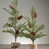 4-Piece Set 19" Artificial Spruce Tree with Small Pinecones on Birch Base