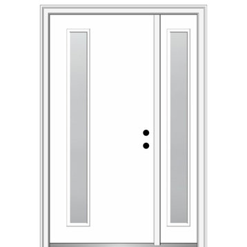 50"x80" 1 Lite Frosted Left-Hand Inswing Primed Fiberglass Door, 6-9/16"