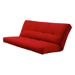 5000 Series Futon Mattress with premium Cover in Suede Red - Futon Mattresses