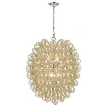 Modern Contemporary Glam Luxe Six Light Chandelier in Chrome Finish