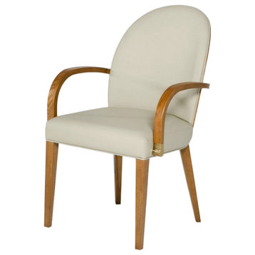 Modrest Rexford Modern Taupe and Walnut Dining Armchair
