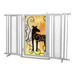 Fusion Gates - Fusion Gate with Limited Edition Dream Dog Design, Satin Nickel, 60"-65" - Dog Gates