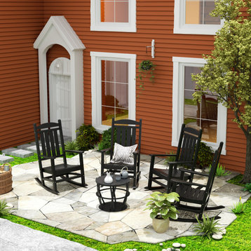 WestinTrends 4PC Set Adirondack Outdoor Patio Porch Rocking Chairs, Black