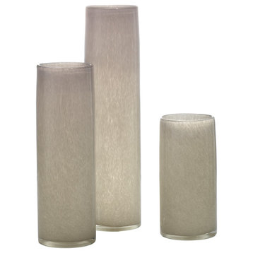 Gwendolyn Hand Blown Glass Vases, Set of 3, Grey