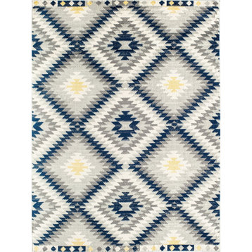 CosmoLiving Soleil Kilim Navy Tribal Moroccan Area Rug, 4'x6'