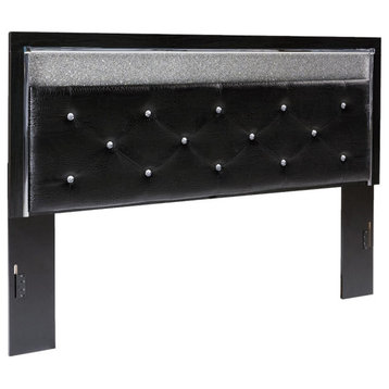 Ashley Furniture Upholstered Kaydell Faux Leather King Panel Headboard in Black