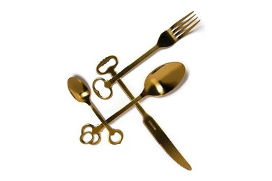 Seletti "Keytlery" Cutlery Gold Set - 24 Pieces
