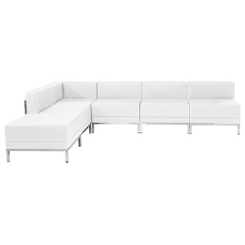 Hercules Imagination Series Leather Sectional Configuration, 6-Piece, White
