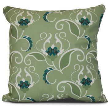 20x20", West Indies, Floral Print Pillow, Green