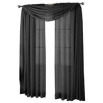 Royal Tradition - Abri Single Rod Pocket Sheer Curtain Panel, Black, 50"x96" - Want your privacy but need sunlight? These crushed sheer panels can keep nosy neighbors from looking inside your rooms, while the sunlight shines through gracefully. Add an elusive touch of color to any room with these lovely panels and scarves. Sheers enhance the beauty of windows without covering them up, and dress up the windows without weighting them down. And this crushed sheer curtain in its many different colors brings full-length focus to your windows with an easy-on-the-eye color.