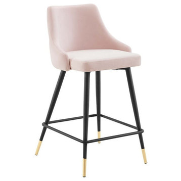 Modway Adorn 25.5" Modern Style Performance Velvet Counter Stool in Pink