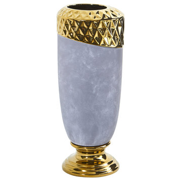 11.5" Regal Stone Vase With Gold Accents
