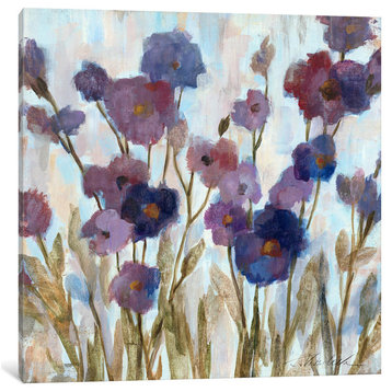 "Abstracted Florals In Purple " by Silvia Vassileva, Canvas Print, 18x18"
