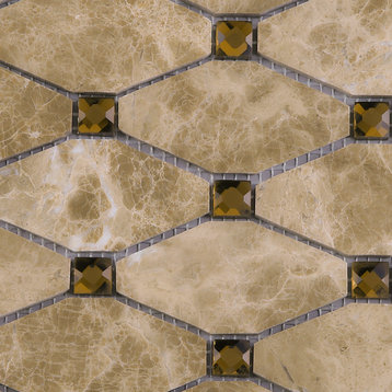 11.75"x11.75" Lora Stone Mosaic Tile Sheet, Light Emperador