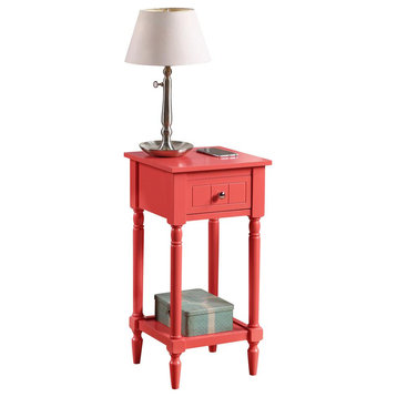 French Country Khloe 1 Drawer Accent Table with Shelf Coral