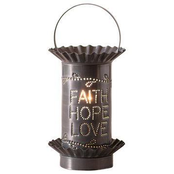 Mini Tartwarmer With Vert. Faith Hope Love, Country Tin