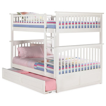 AFI Columbia Full Over Full Trundle Solid Wood Bunk Bed in White