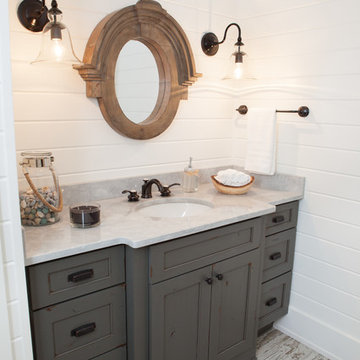 Rustic Farmhouse Powder Room in Barrington Hills