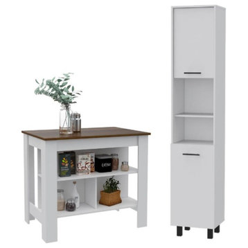 Home Square 2-Piece Set with Kitchen Island & Pantry Cabinet
