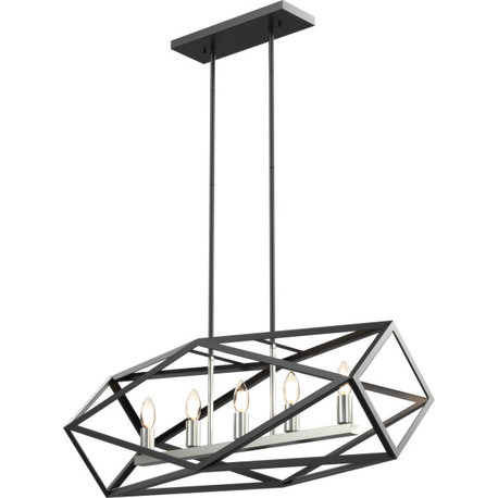 Polygon 11.25" Linear Pendant, Satin Nickel, Graphite