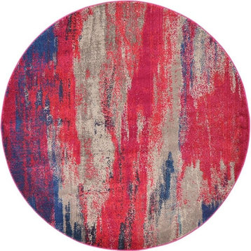 Contemporary Meadow 6' Round Rouge Area Rug