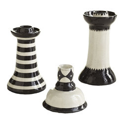 Iznik Candlesticks - Black - Set of 3 - Candleholders