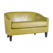 GDF Studio Isolde Petite Loveseat Settee Fabric or PU Leather, Green Leather
