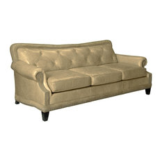 Ireland Tufted Leather Sofa, Taupe