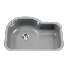 Porcela Series Offset Single Kitchen Sink, 31", Slate