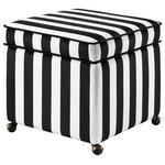 Inspired Home - Lionel Linen Hidden Storage Castered Legs Ottoman Cube, Black/White Velvet - Our ottoman adds a contemporary yet playful touch to your living room, bedroom or entryway. Featuring crisp fabric, the comfort of a high density foam cushioned seat that doubles as a hinged lid for a hidden storage compartment, sturdy casters for ease of use, this adorable pop of color accent piece can be mixed and matched, and provides not only dual functionality but also a focal point of style and flair that seamlessly incorporates your main decor to create an inviting and comfortable atmosphere to come home to. This cube ottoman is ideal for kids and teens bedrooms.FEATURES: