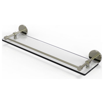22" Tempered Glass Shelf with Gallery Rail, Polished Nickel