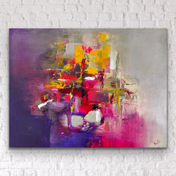 Preethi Arts - 40"x30" artwork Pink Abstract Original Large Modern Painting - Paintings