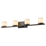 Z-Lite - Z-Lite 1912-4V-BRZ Nori - Four Light Bath Vanity - Matte opal cylinders set atop sleek, narrow profilNori Four Light Bath Bronze Matte Opal Gl *UL Approved: YES Energy Star Qualified: n/a ADA Certified: n/a  *Number of Lights: Lamp: 4-*Wattage:75w G9 bulb(s) *Bulb Included:Yes *Bulb Type:G9 *Finish Type:Bronze
