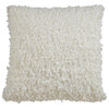 Faux Lamb Fur Poly Filled Throw Pillow, 18"x18", Ivory