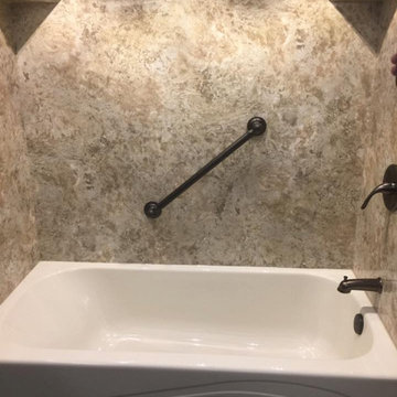 Bianco Travertine simulated stone shower