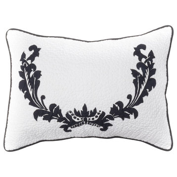 Antler Crown Bolster Pillow, White and Black