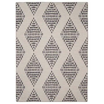 Linon Indoor Outdoor Washable Ezili Polyester Area 5'x7' Rug in Ivory and Brown
