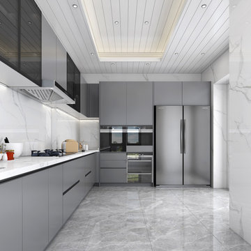 Light Grey Gloss Lacquer Kitchen Cabinet