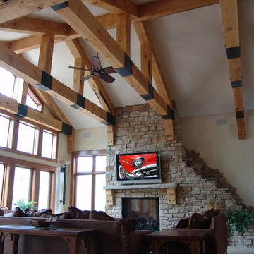 Rustic Living Room Television Installation