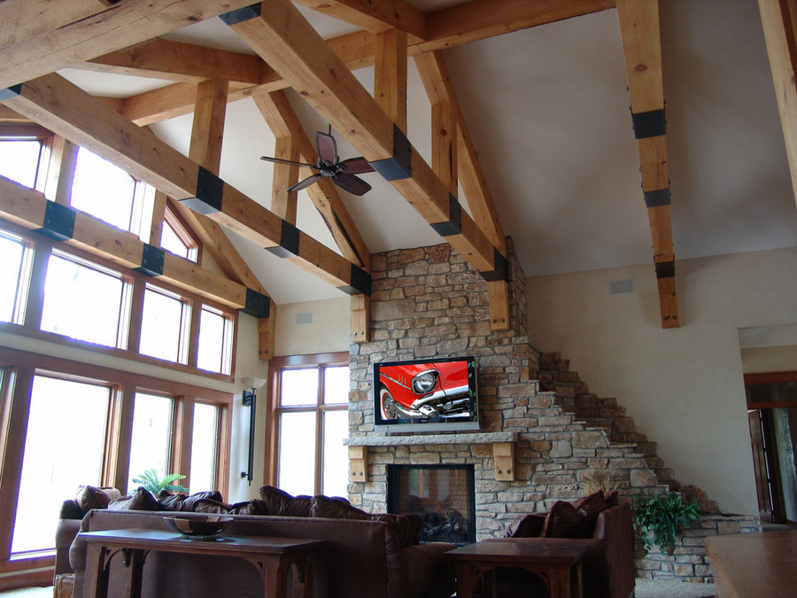 Rustic Living Room Television Installation