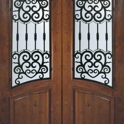 Prehung Double Door 96 Wood Alder Barcelona Arch Top Arch Lite - Front Doors